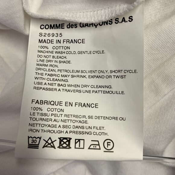 COMME des GARCONS SHIRT Size L White Cotton Oversized T-shirt - Picture 7 of 7